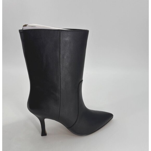 Lisa Vicky Women's Boots Black Leather Pointed Toe Stiletto Mid Calf Size 10 - Picture 5 of 13